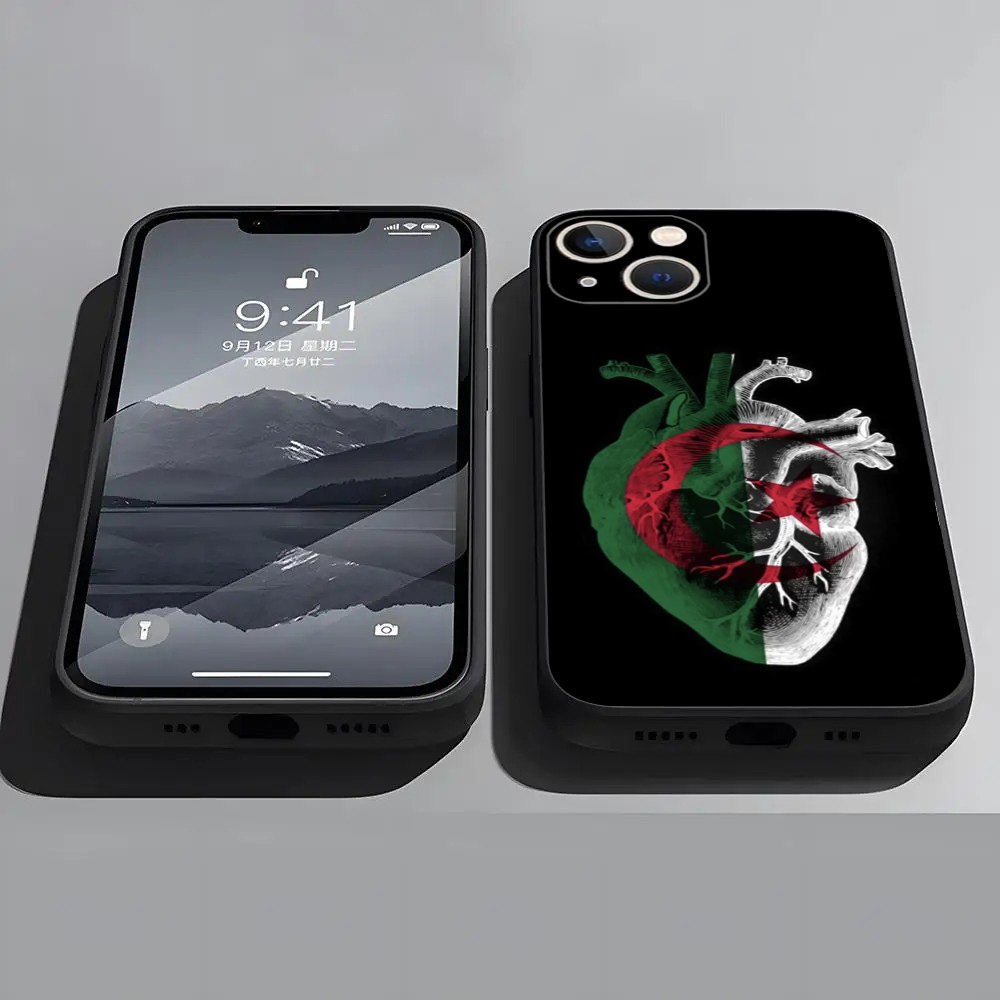 Coque iPhone 16 Plus Drapeau Algérie Cœur - Protection Unique