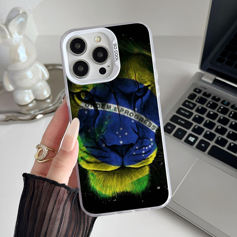 Coque iPhone 11 Design Lion Drapeau Brésilien