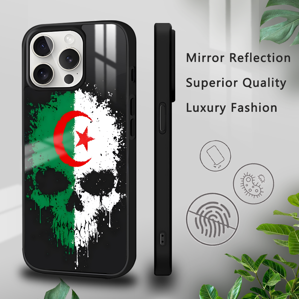 Coque iPhone 15 Drapeau Algérie Tête de Mort Design Unique