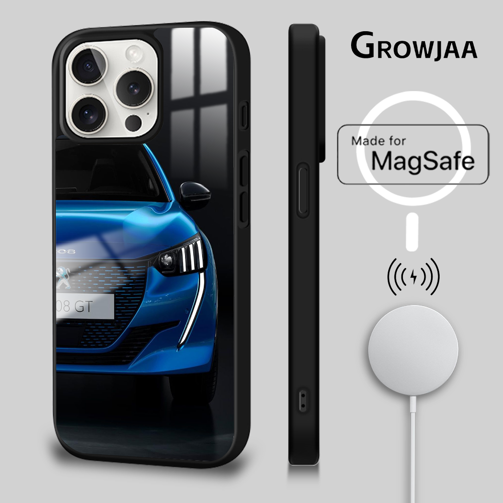 Coque iPhone 14 MagSafe Peugeot 208 GT Bleue