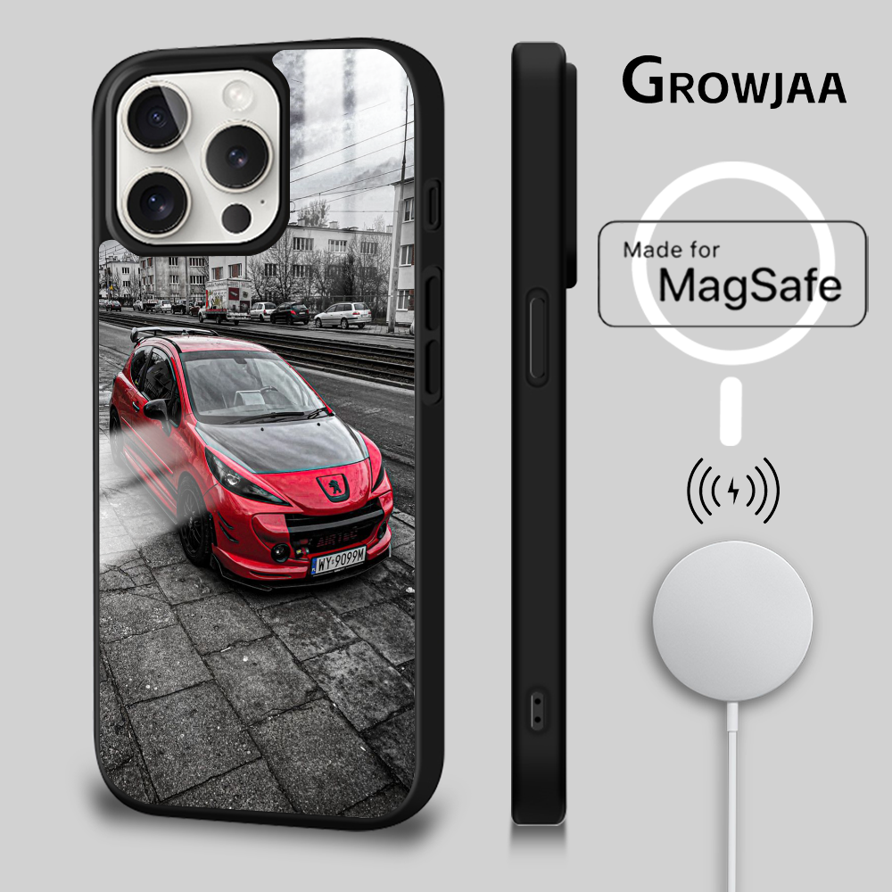 Coque iPhone MagSafe - Peugeot 207 Rouge et Noire