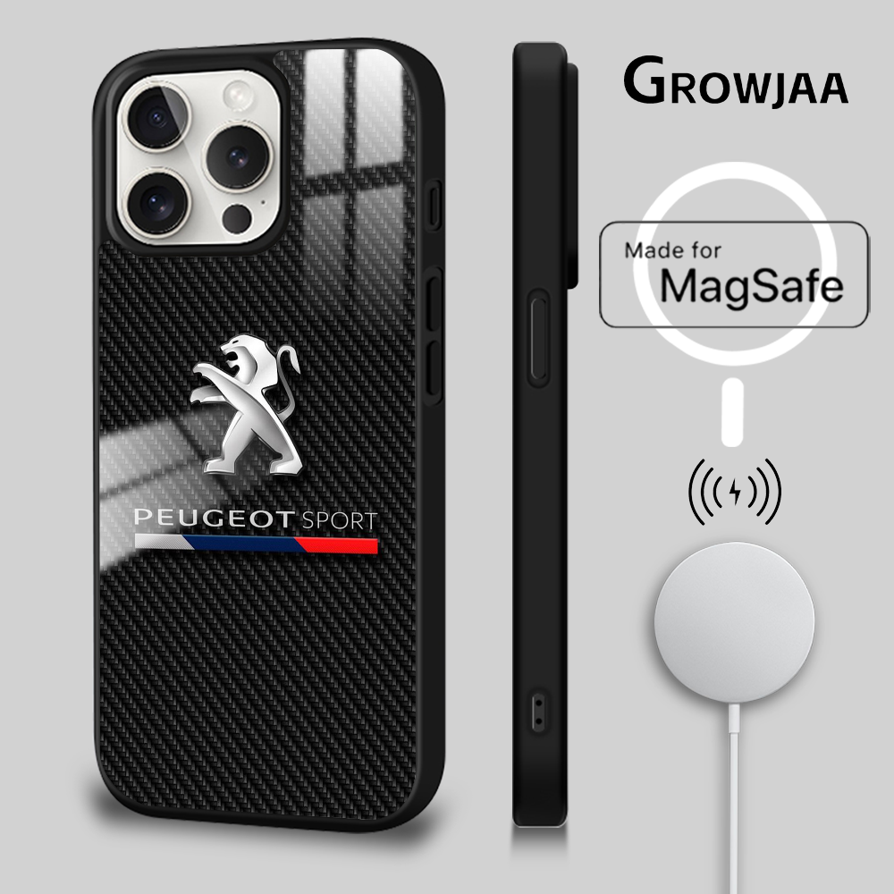 Coque iPhone 14 Peugeot Sport MagSafe en Fibre de Carbone