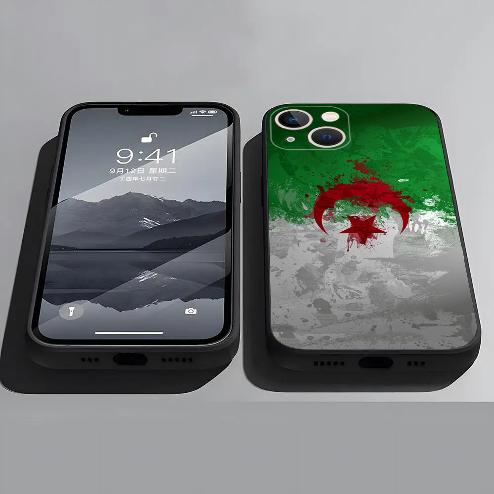 Coque iPhone 14 Pro Drapeau Algérie Design Unique