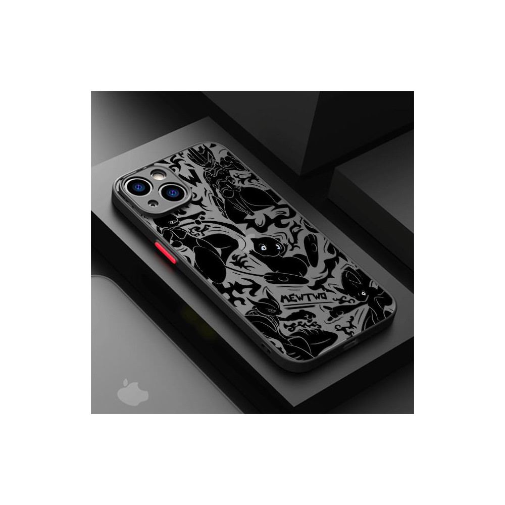 Coque iPhone 14 Mewtwo Noir - Design Pokémon Unique