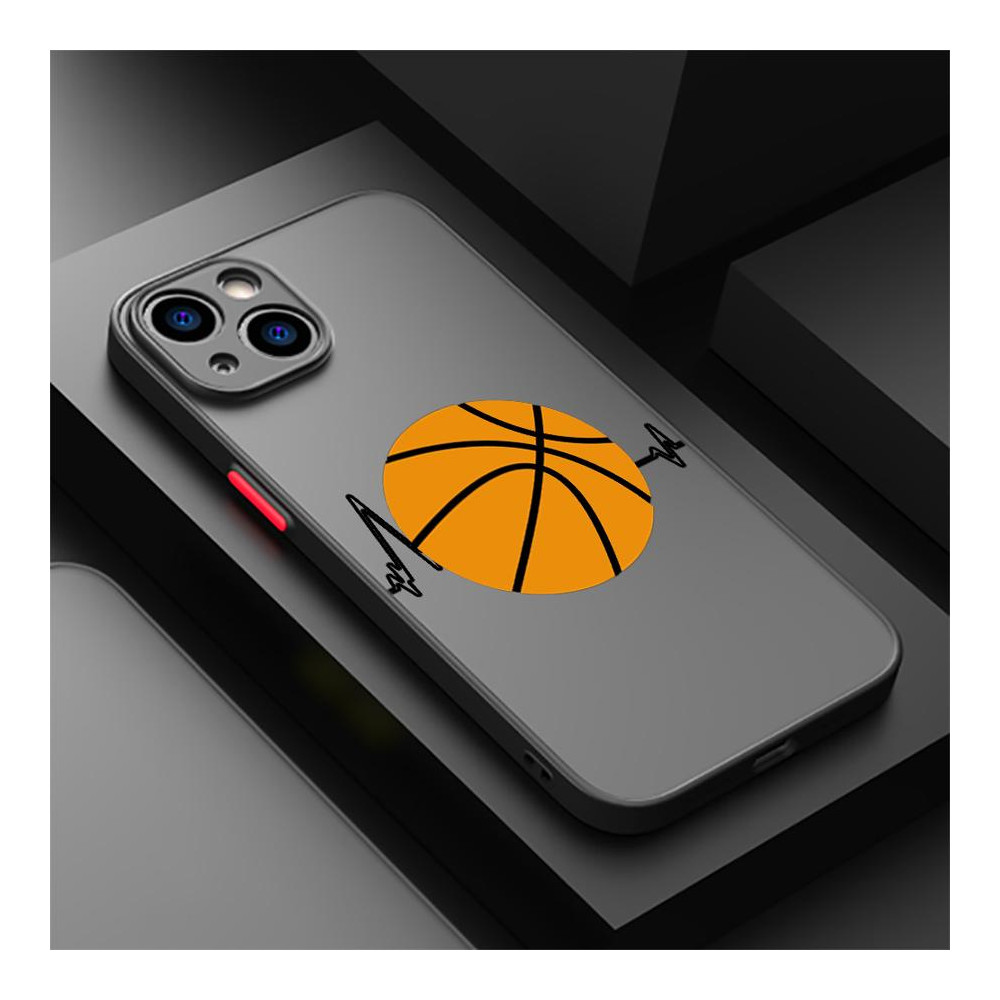 Coque iPhone 14 Pro avec motif ballon de basketball orange