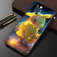 Coque iPhone 15 Plus Pikachu Pluie - Protection Élégante Pokémon