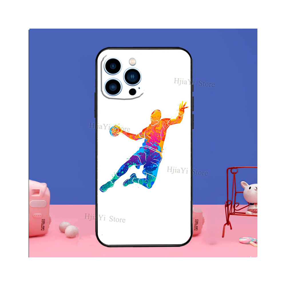 Coque iPhone 14 Pro Design Handballeur Aquarelle