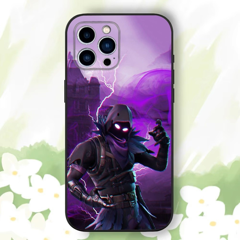 Coque iPhone Fortnite Personnage Corbeau Violet Électrisant