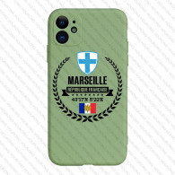 Coque iPhone Marseille Vert - Drapeau France & Coordonnées GPS