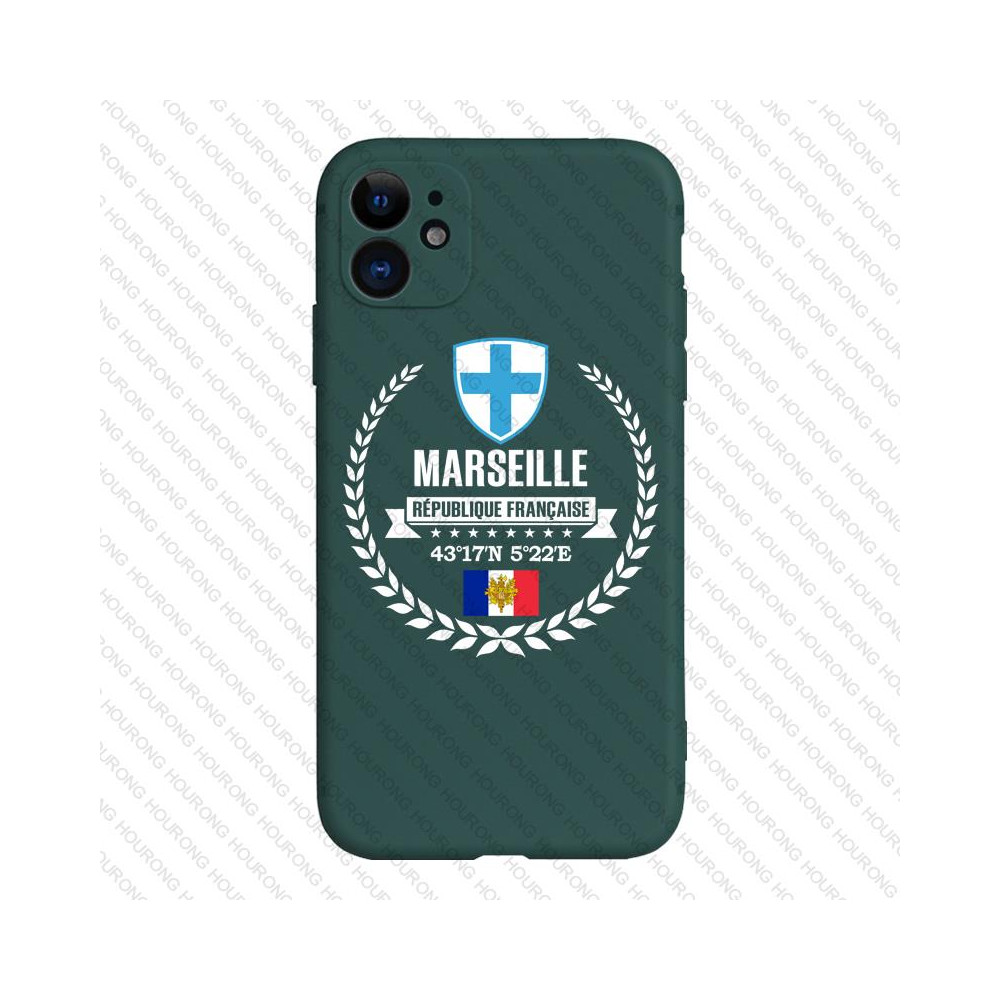 Coque iPhone XR Marseille Vert - Blason & Drapeau Français