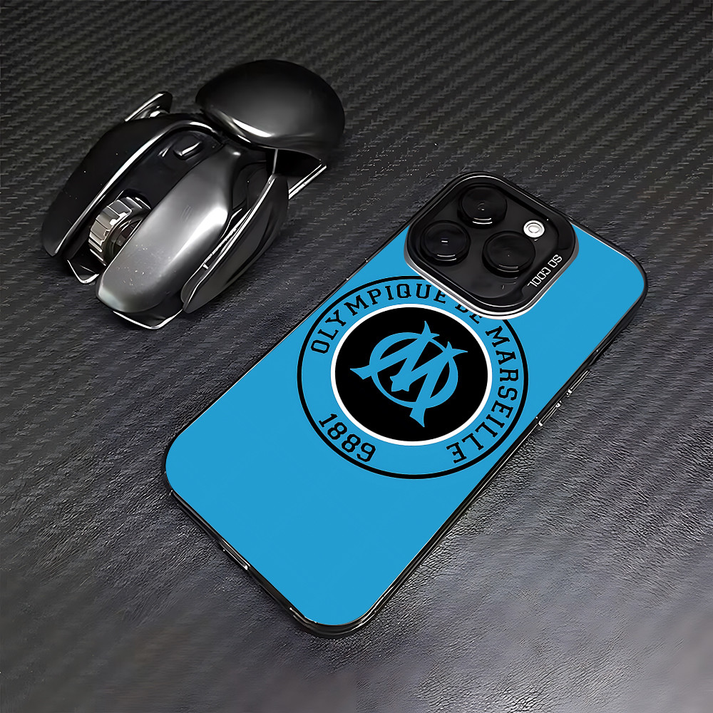 Coque iPhone 16 Olympique de Marseille - Logo Bleu et Noir