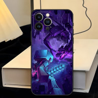 Coque iPhone Motif Dragon Violet & Guerrier Bleu - Design Épique