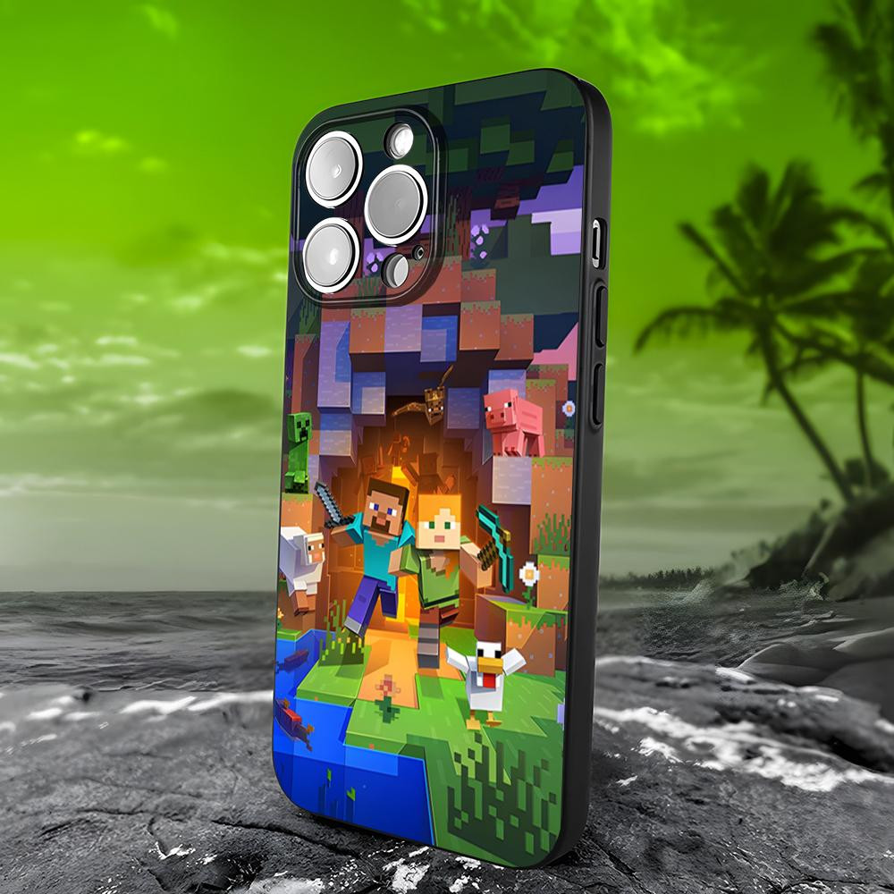 Coque iPhone 15 Plus Minecraft - Steve et Alex en Aventure