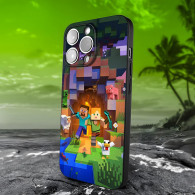 Coque iPhone 16 Plus Minecraft - Steve et Alex en Aventure