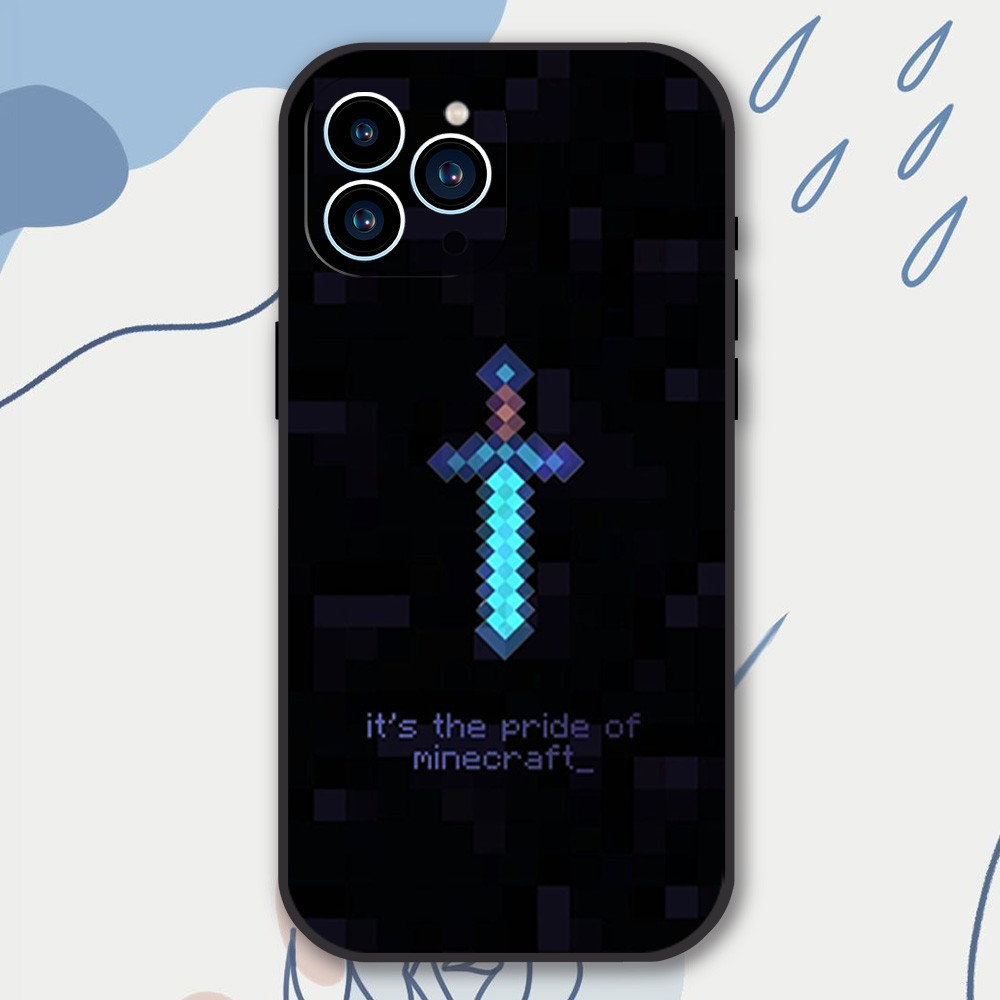 Coque iPhone 16 Pro Max Épée Minecraft - Design Pixel Art