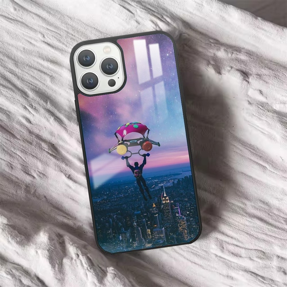 Coque iPhone 16 - Parachutiste au-dessus de New York au crépuscule