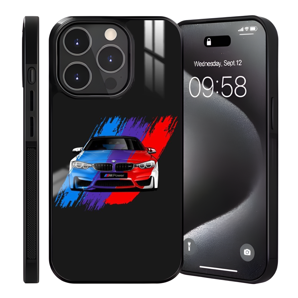 Coque iPhone 13 Pro Max - Motif BMW M Power Tricolore - Protection Optimale