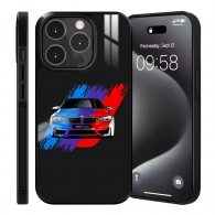 Coque iPhone 15 Pro - Motif BMW M Power Tricolore - Protection Optimale