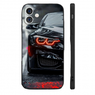 Coque iPhone Voiture Sport Noire et Phares Rouges