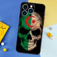 Coque iPhone 14 Plus Tête de Mort Drapeau Algérien