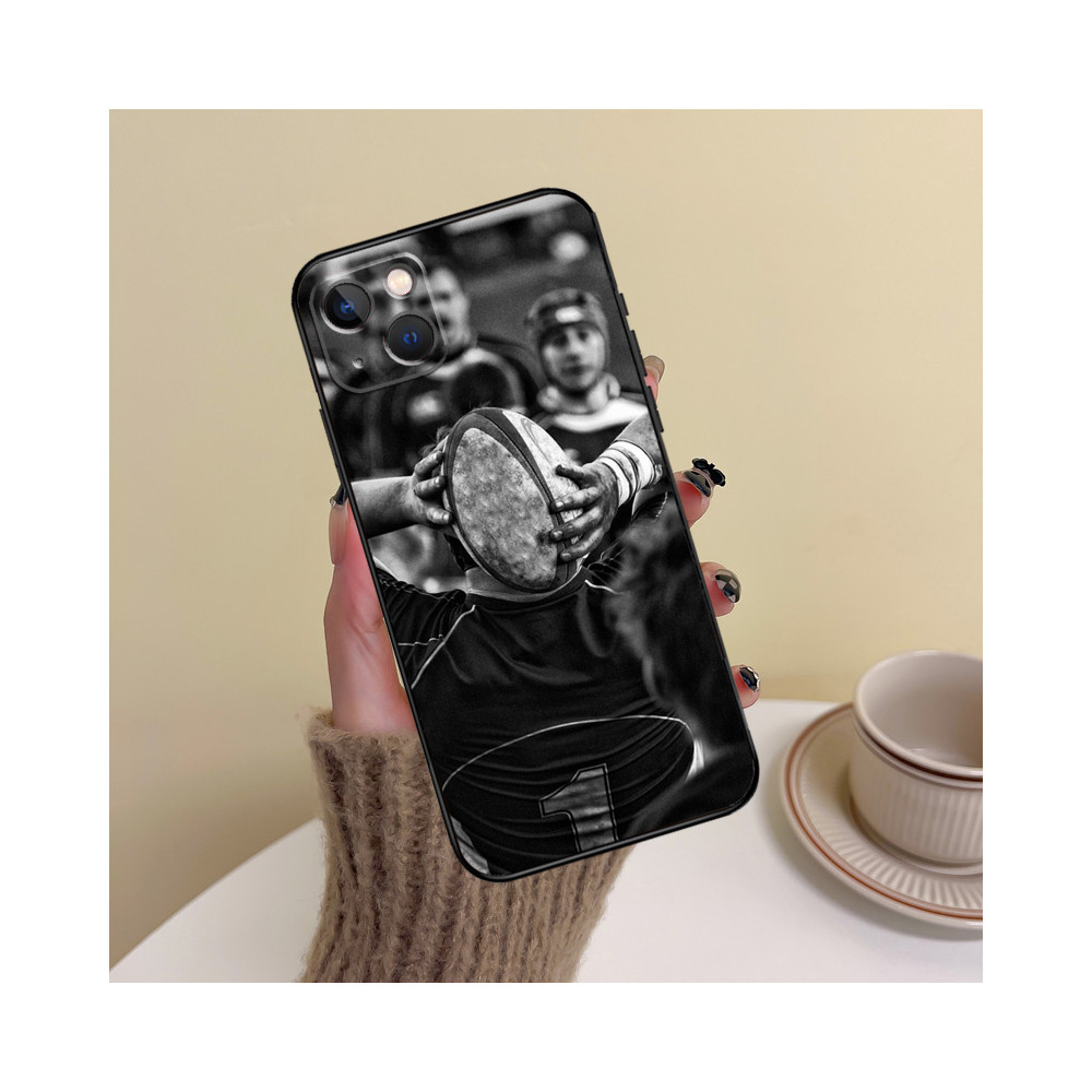 Coque iPhone X Rugby en Noir et Blanc - L'esprit du jeu