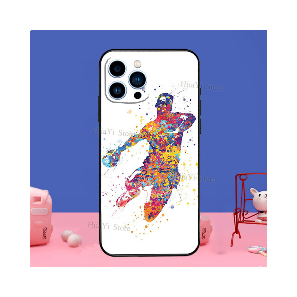 Coque iPhone 14 Pro Max Design Handballeur Aquarelle Colorée