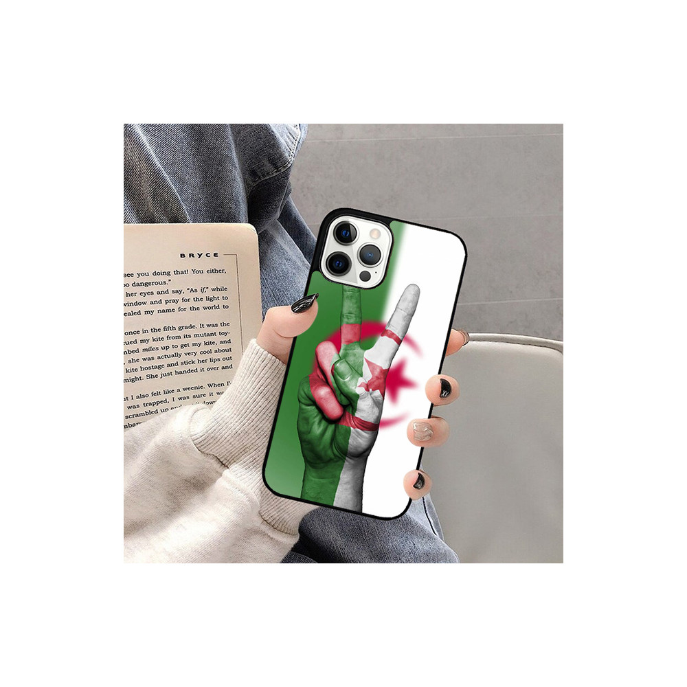 Coque iPhone 16 Drapeau Algérie Main Signe de Paix