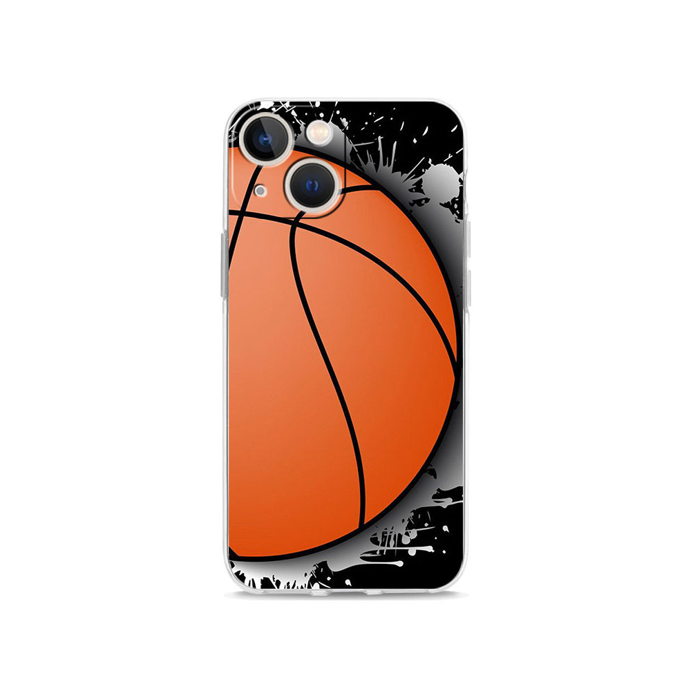 Coque iPhone 12 Design Ballon de Basket Orange et Noir