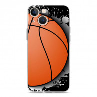 Coque iPhone 13 Design Ballon de Basket Orange et Noir