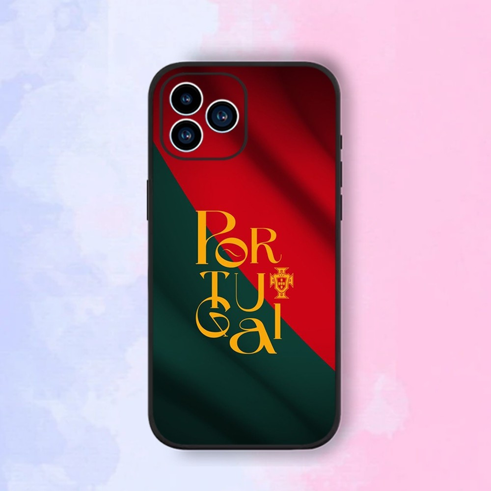 Coque iPhone 15 Plus Portugal - Drapeau et Inscription Élégante