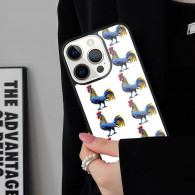 Coque iPhone Design Coq Bleu et Or