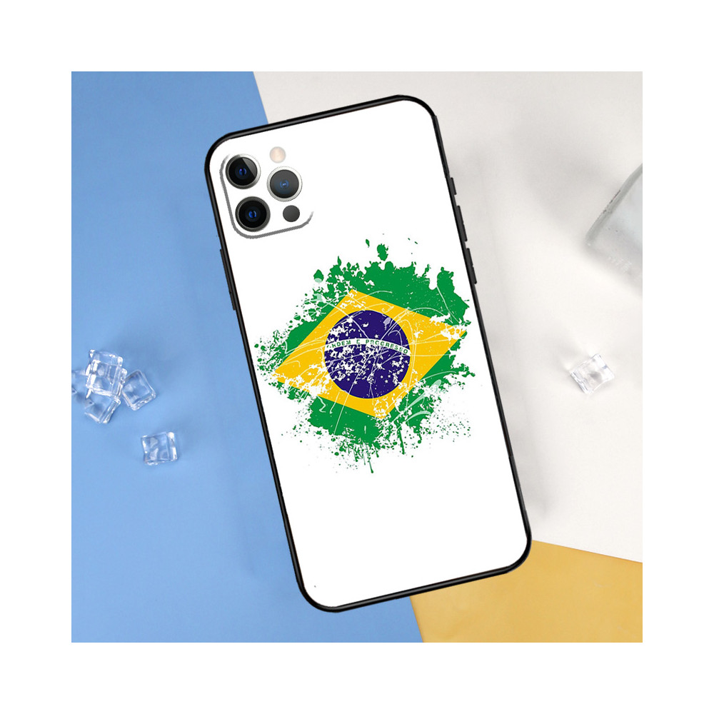 Coque iPhone 14 Pro Drapeau Brésil Abstrait